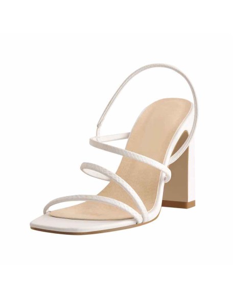 White Black High Chunky Heel Sandals