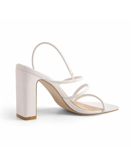 White Black High Chunky Heel Sandals