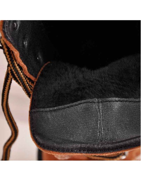 Brown Round Toe Platform Lace Chunky High Heels Ankle Boots