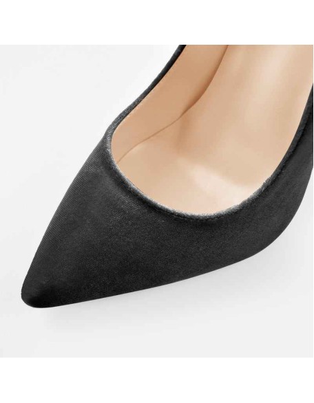 Pointed Toe Stiletto Slip-On Black Velvet Pumps