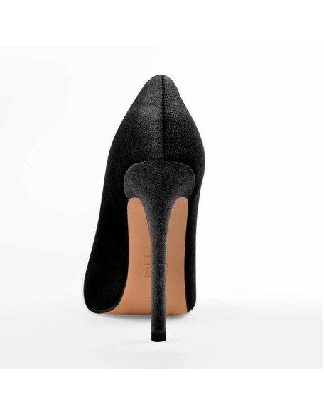 Pointed Toe Stiletto Slip-On Black Velvet Pumps