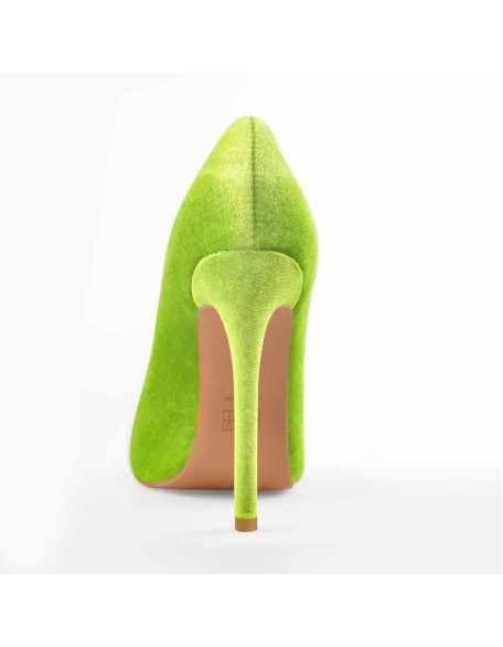 Pointed Toe Stiletto Slip-On Green Velvet Pumps