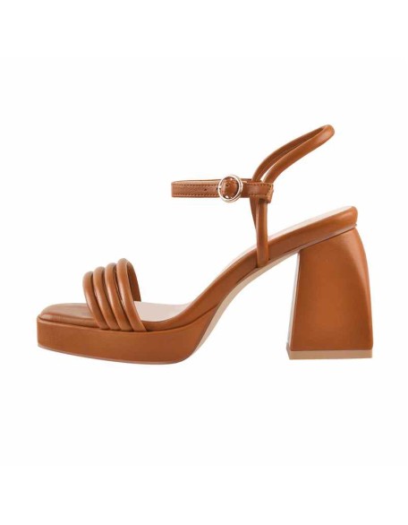 Platform Design Heel Ankle Strap Black Brown Sandals