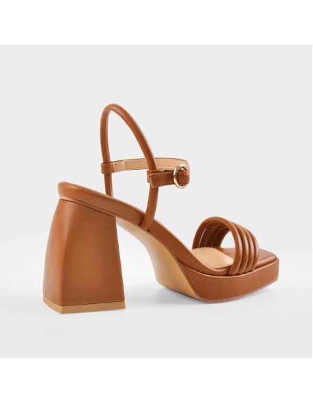 Platform Design Heel Ankle Strap Black Brown Sandals