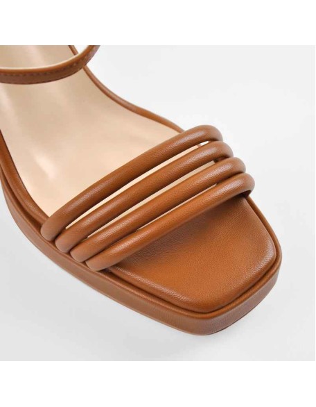 Platform Design Heel Ankle Strap Black Brown Sandals