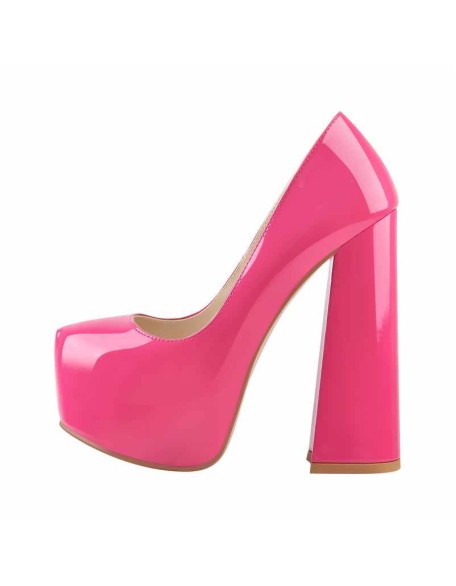 Platform Round Toe High Heel Slip-On Pink Pumps