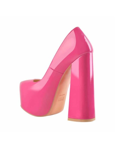 Platform Round Toe High Heel Slip-On Pink Pumps