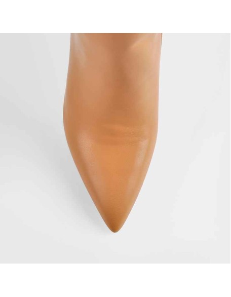 Brown Pointed Toe Stiletto Tight High Boots 10CM Heel