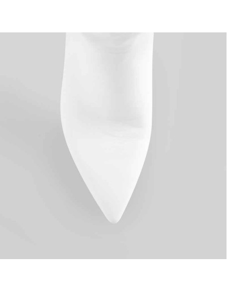 White Pointed Toe Stiletto Tight High Boots 10CM Heel