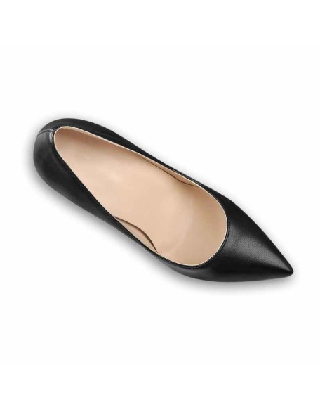 Matte Black Elegant Classic Pointed Toe Pumps Chunky Heels