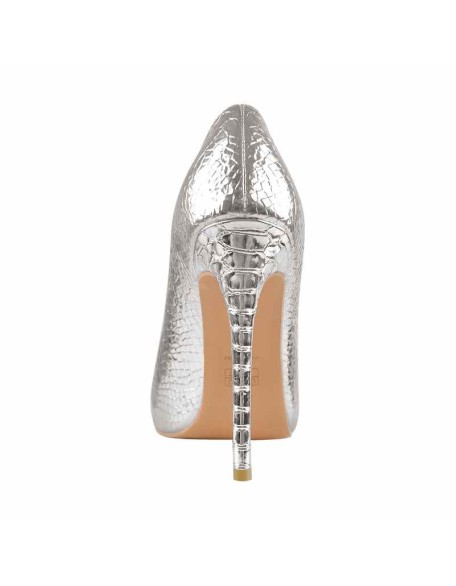 Silver Pointed Toe Stone High Heels Stiletto Pumps