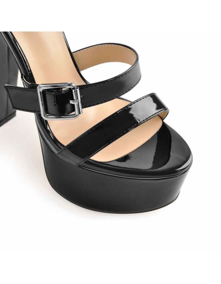 Open Toe Black Platform Chunky Ankle Boots Sandals