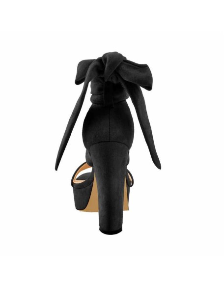 Black Platform Chunky High Heel Lace Up Sandals
