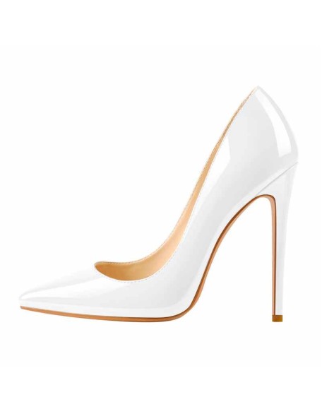 8cm 10cm 12cm Patent White Pointed Toe High Heel Pumps