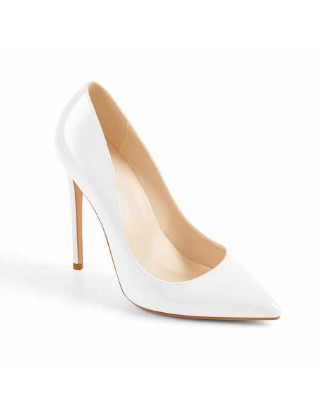 8cm 10cm 12cm Patent White Pointed Toe High Heel Pumps