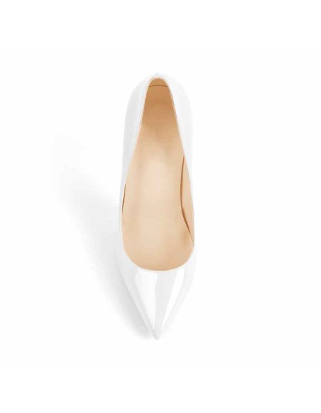 8cm 10cm 12cm Patent White Pointed Toe High Heel Pumps