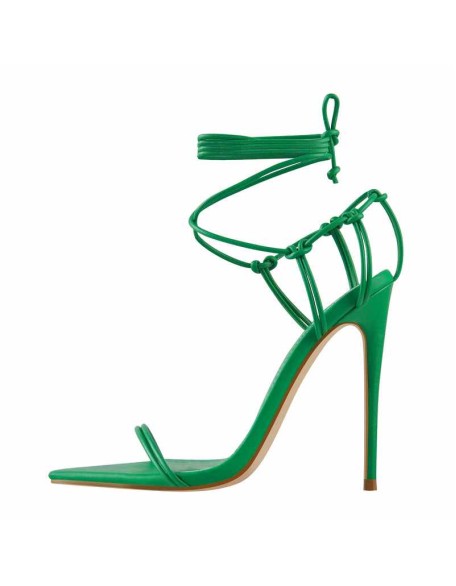 Pointed Toe Lace Up Strap High Heel Sandals