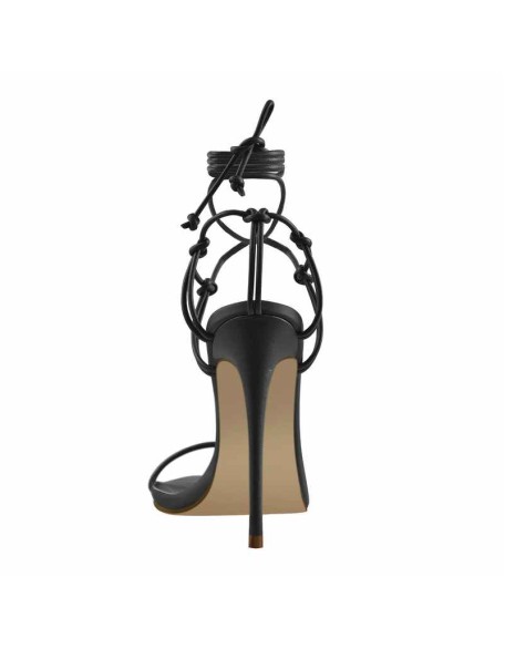 Pointed Toe Lace Up Strap High Heel Sandals