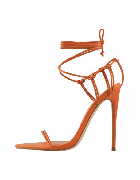 Pointed Toe Lace Up Strap High Heel Sandals