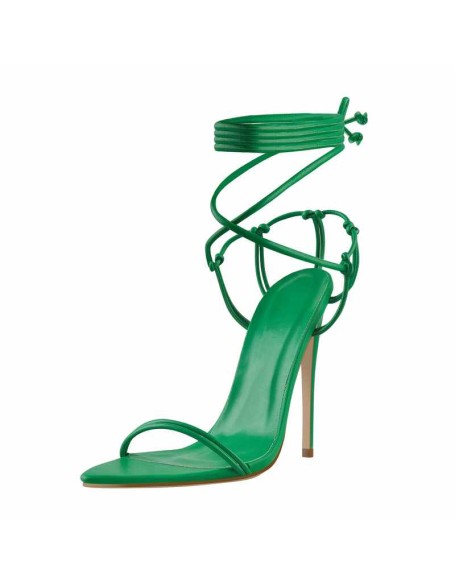 Pointed Toe Lace Up Strap High Heel Sandals
