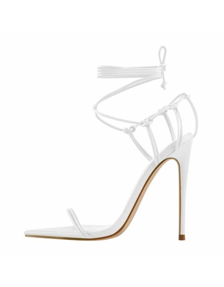 Pointed Toe Lace Up Strap High Heel Sandals