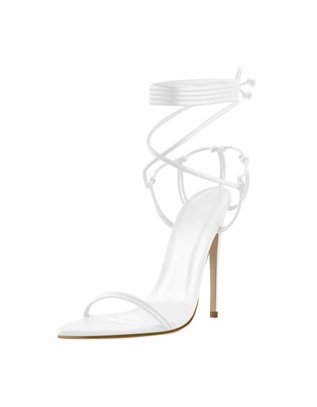 Pointed Toe Lace Up Strap High Heel Sandals