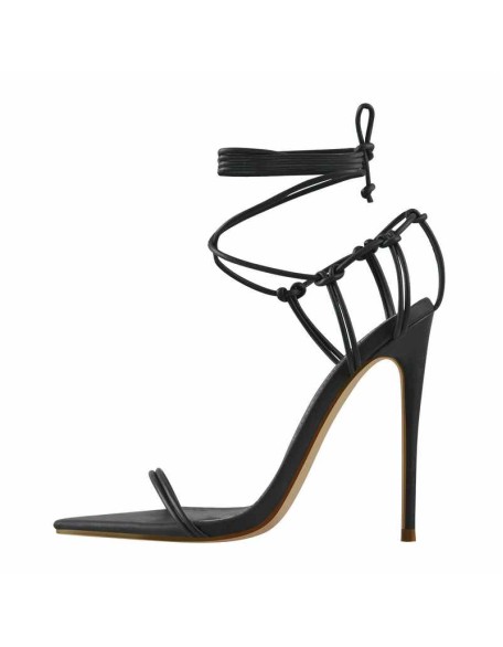 Pointed Toe Lace Up Strap High Heel Sandals