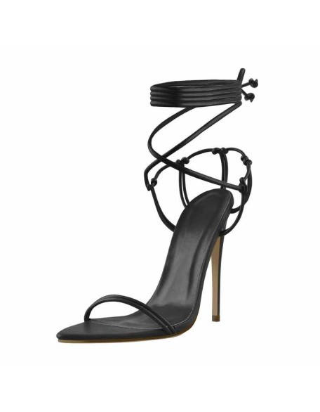 Pointed Toe Lace Up Strap High Heel Sandals