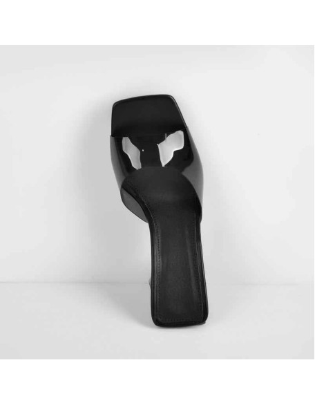 Black Blue Red Clear Chunky Heel Sandals Mules