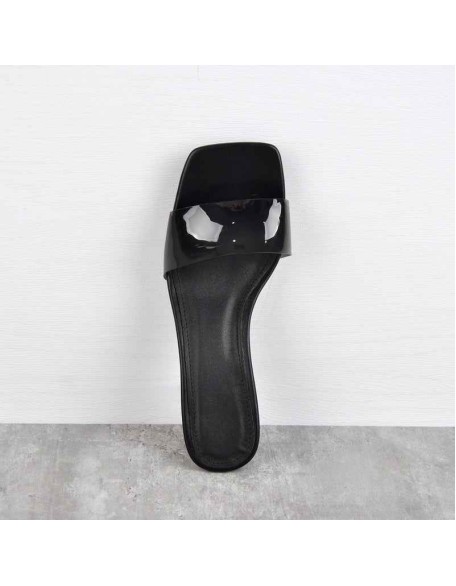 Black White Clear Chunky Low Heel Sandals Mules