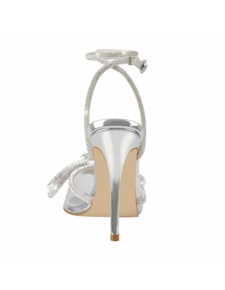 Rhinestone Bow Pointed Toe High Heel Sandals