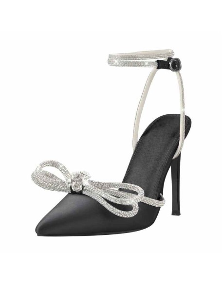 Rhinestone Bow Pointed Toe High Heel Sandals