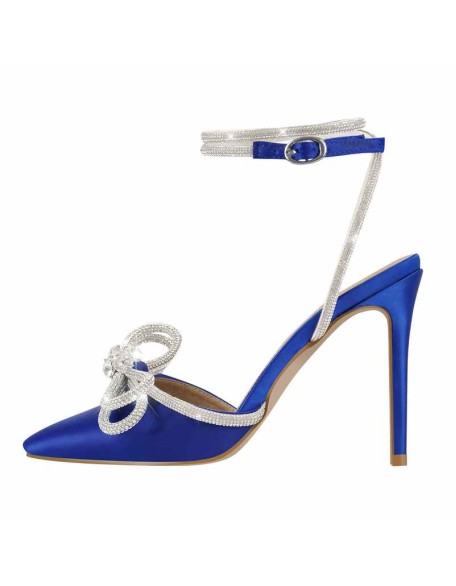 Rhinestone Bow Pointed Toe High Heel Sandals