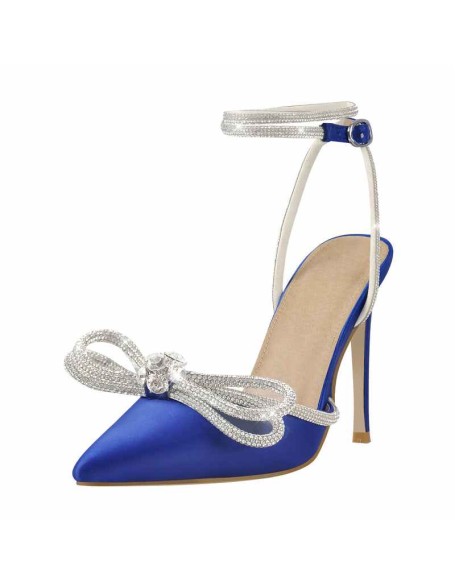 Rhinestone Bow Pointed Toe High Heel Sandals