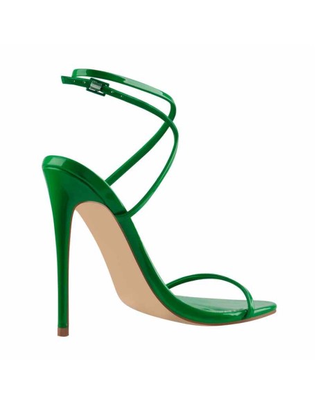 Green Round Toe Ankle High Heel Sandals