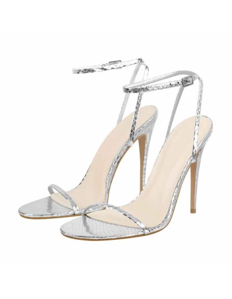 Green Round Toe Ankle High Heel Sandals