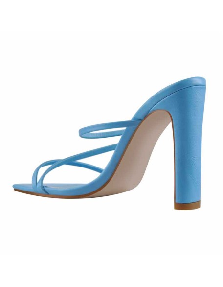 Square Toe Blue Orange Double  High Heels Sandals