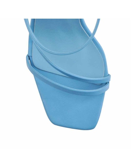 Square Toe Blue Orange Double  High Heels Sandals