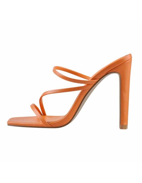 Square Toe Blue Orange Double  High Heels Sandals