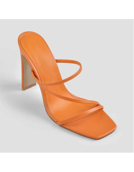 Square Toe Blue Orange Double  High Heels Sandals