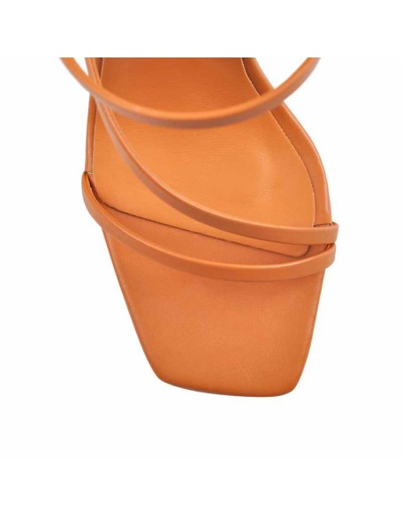 Square Toe Blue Orange Double  High Heels Sandals
