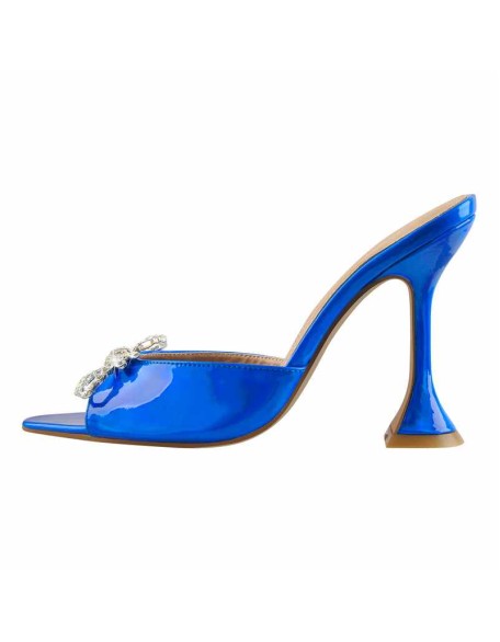 Pointed Toe Diamante Bow Tapered Heel Sandals