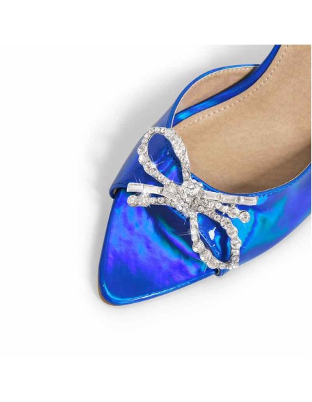 Pointed Toe Diamante Bow Tapered Heel Sandals