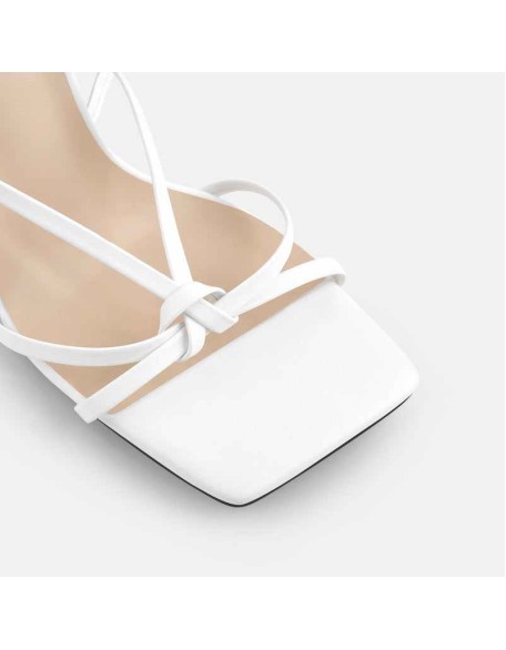 Gladiator Square Toe Lace Up Chunky Heel Sandals