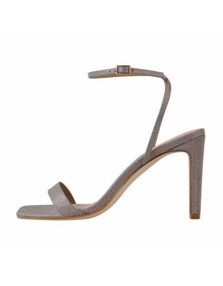 Glitter Cross Ankle Strap Single Band Chunky Heel Sandals