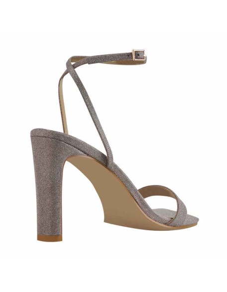 Glitter Cross Ankle Strap Single Band Chunky Heel Sandals