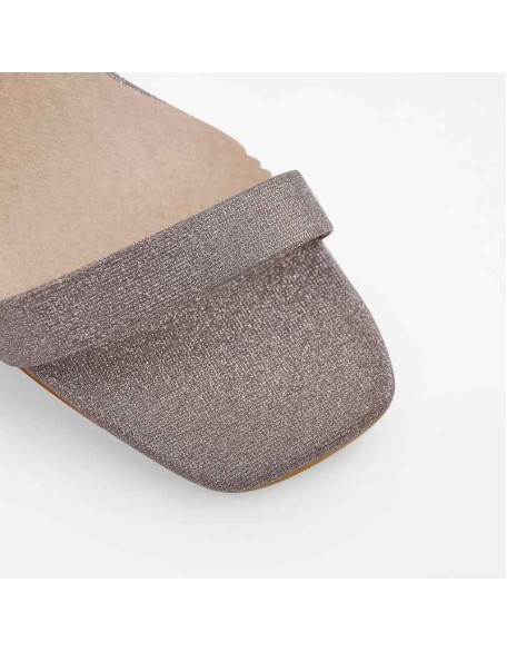 Glitter Cross Ankle Strap Single Band Chunky Heel Sandals