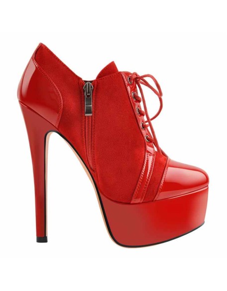 Round Toe Split Joint Platform Lace Up Ankle Boots