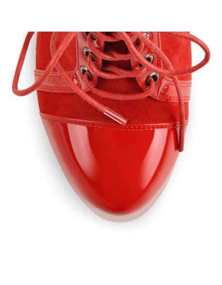 Round Toe Split Joint Platform Lace Up Ankle Boots