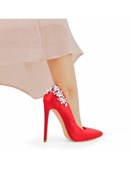 Pointed Toe Rhinestone Stiletto Pumps